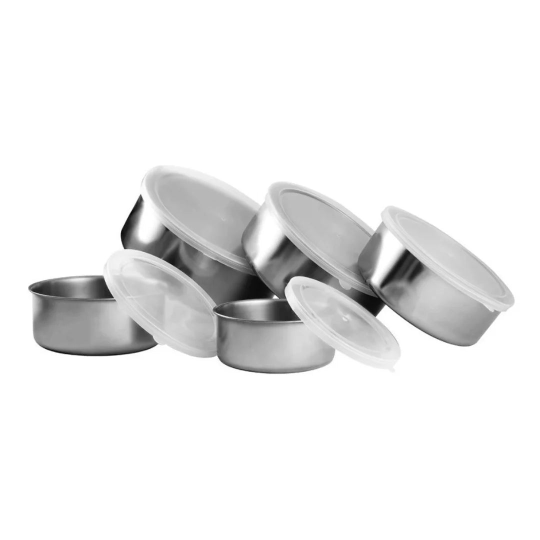 KIT 5 potes de aço inox com tampa