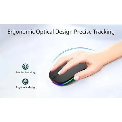 Mouse Sem Fio com Bluetooth Recarregável Wireless Led