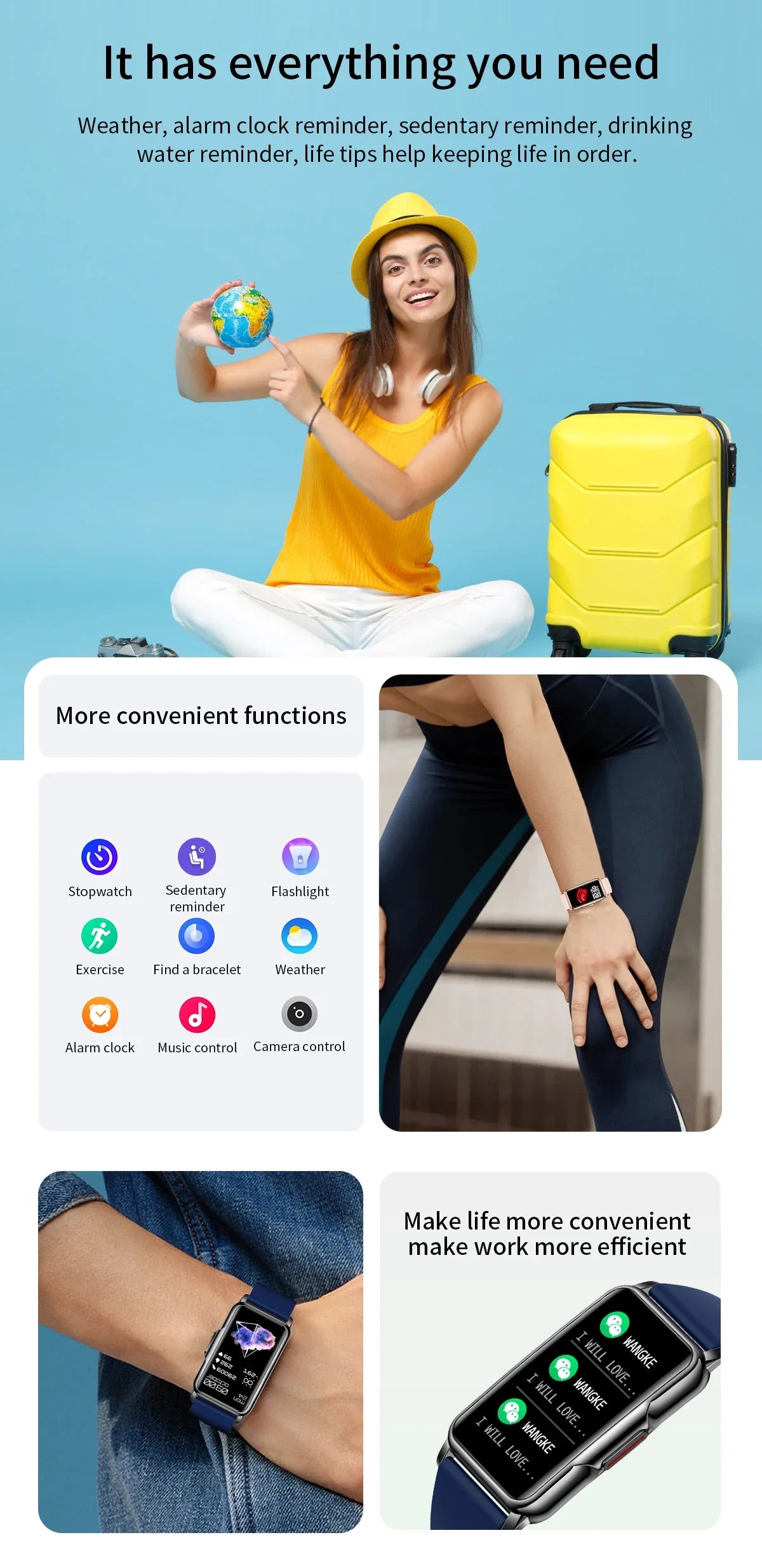 Smartwatch H80 para mulheres, frequência cardíaca, monitor de sono, smartwatch para IOS e Android, pedômetro esportivo, linda pulseira, fêmea, novo, 2024