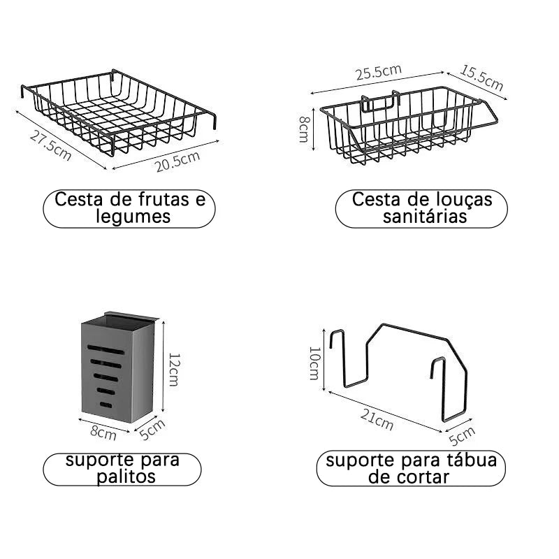 Premium Stainless Steel Kitchen Sink Rack with Cups and Cutter, Multi-functional Drain Organizer Shelf