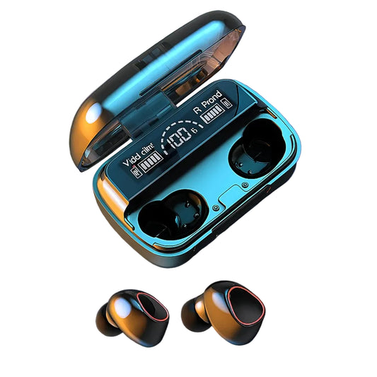 Fone de ouvido Bluetooth 5.1 com estojo digital LED