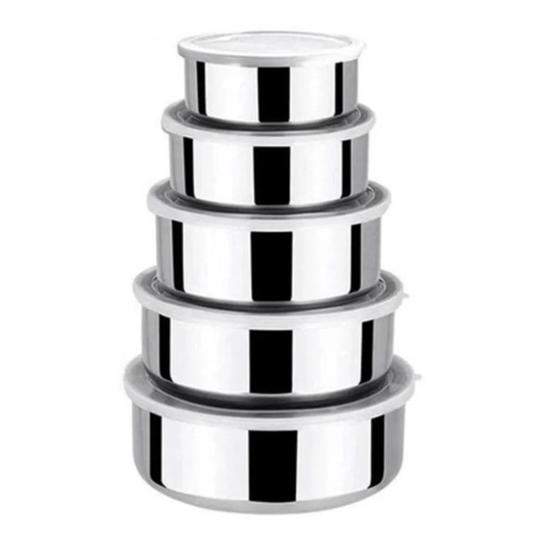 KIT 5 potes de aço inox com tampa