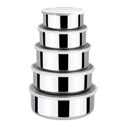 KIT 5 potes de aço inox com tampa