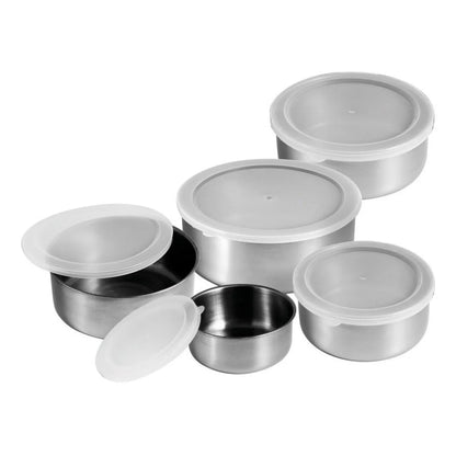 KIT 5 potes de aço inox com tampa