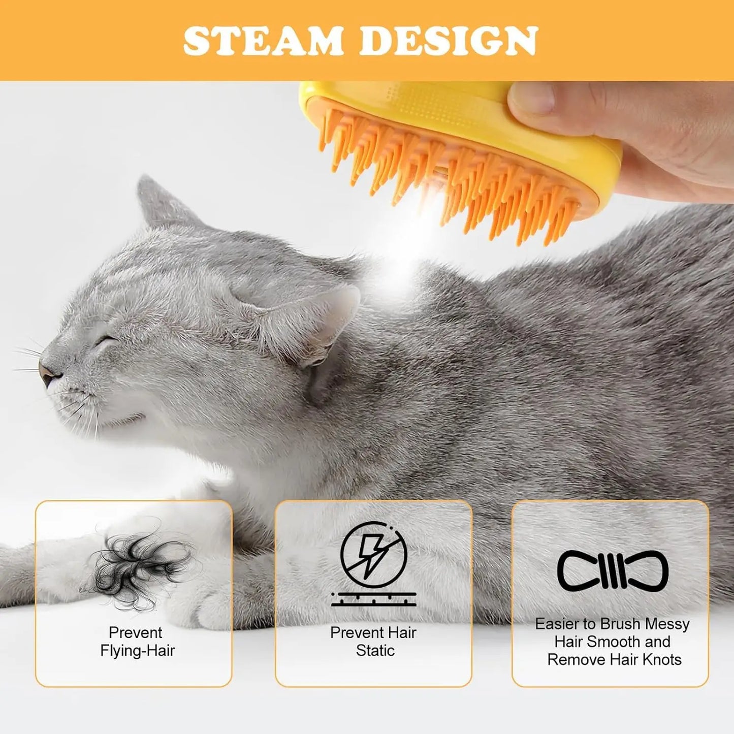 Escova de banho elétrica com jato de água para animais de estimação