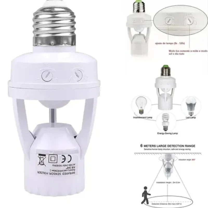 Soquete Com Sensor De Presença Fotocélula Para Lâmpada
