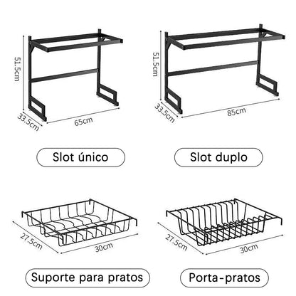 Premium Stainless Steel Kitchen Sink Rack with Cups and Cutter, Multi-functional Drain Organizer Shelf