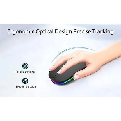 Mouse Sem Fio com Bluetooth Recarregável Wireless Led