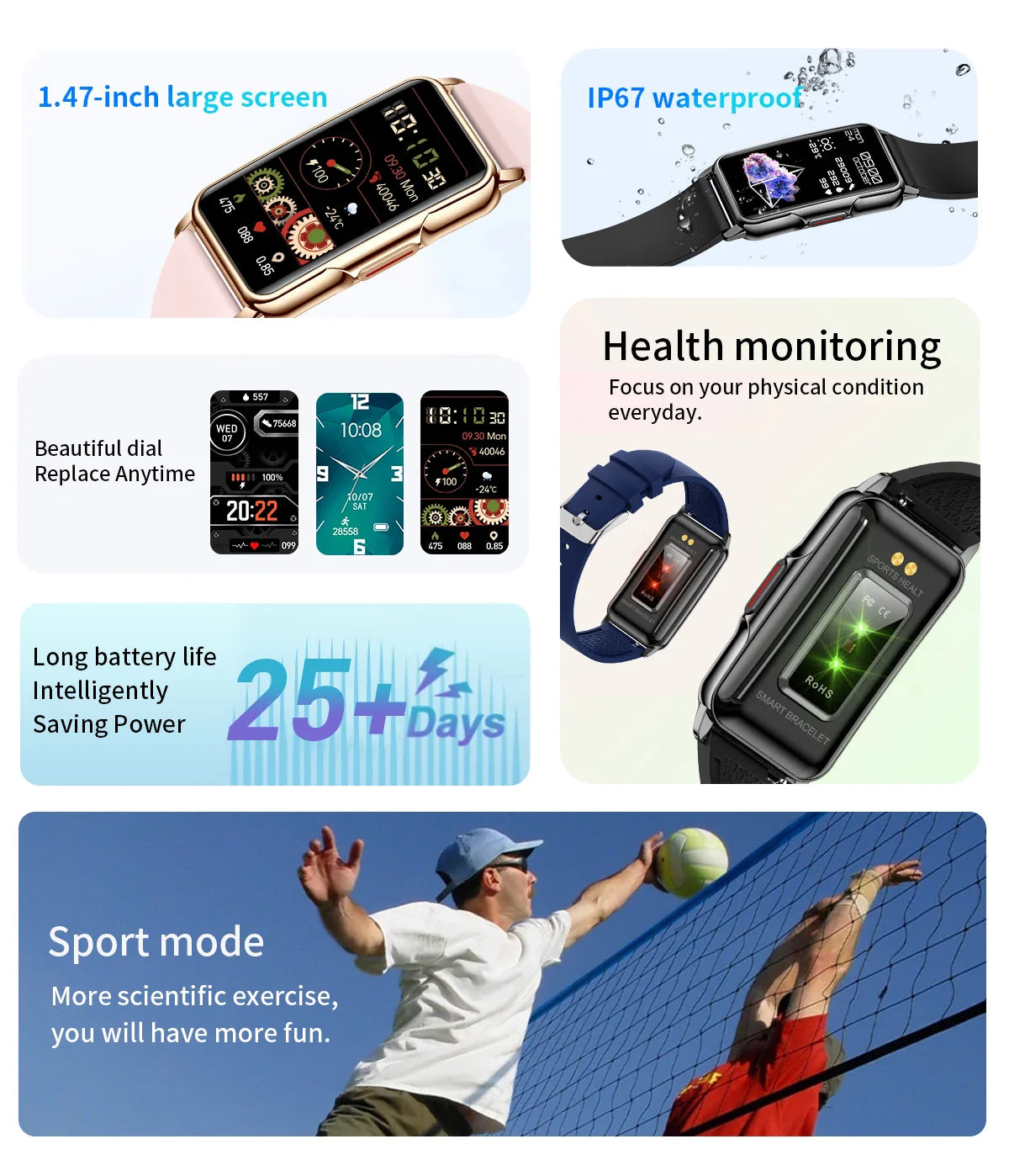 Smartwatch H80 para mulheres, frequência cardíaca, monitor de sono, smartwatch para IOS e Android, pedômetro esportivo, linda pulseira, fêmea, novo, 2024
