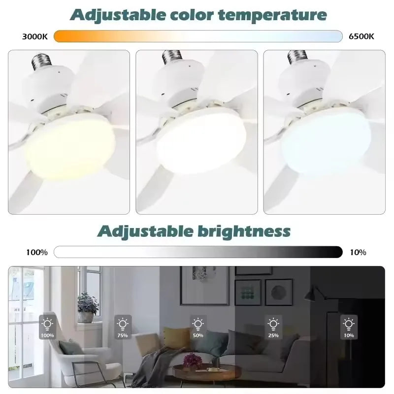 Ceiling Fan Light LED 60W Simple Lights with E27 Remote Control for Home Living Room Study Household Decorative Fan Lighting
