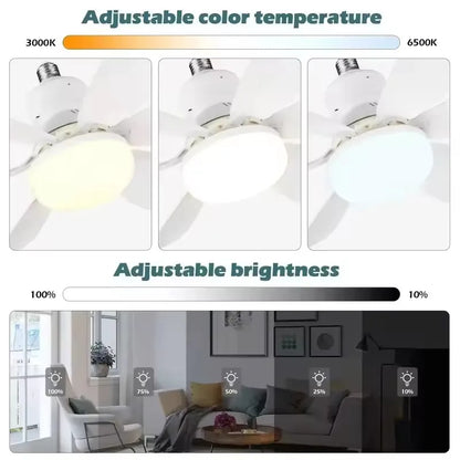 Ceiling Fan Light LED 60W Simple Lights with E27 Remote Control for Home Living Room Study Household Decorative Fan Lighting