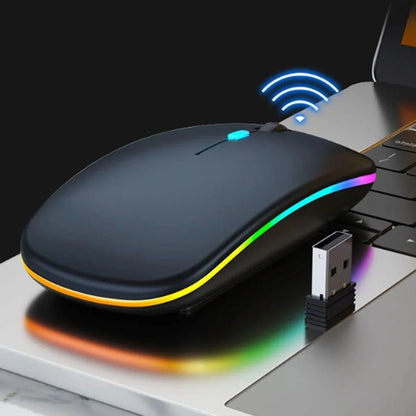 Mouse Sem Fio com Bluetooth Recarregável Wireless Led