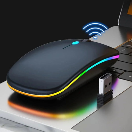 Mouse Sem Fio com Bluetooth Recarregável Wireless Led