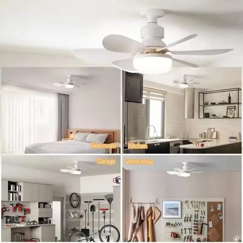 Ceiling Fan Light LED 60W Simple Lights with E27 Remote Control for Home Living Room Study Household Decorative Fan Lighting