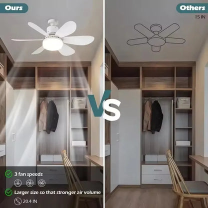 Ceiling Fan Light LED 60W Simple Lights with E27 Remote Control for Home Living Room Study Household Decorative Fan Lighting