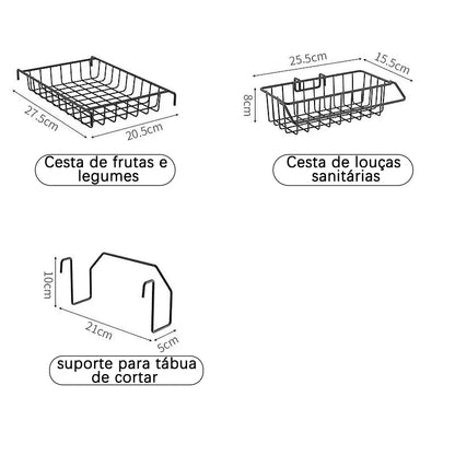 Premium Stainless Steel Kitchen Sink Rack with Cups and Cutter, Multi-functional Drain Organizer Shelf