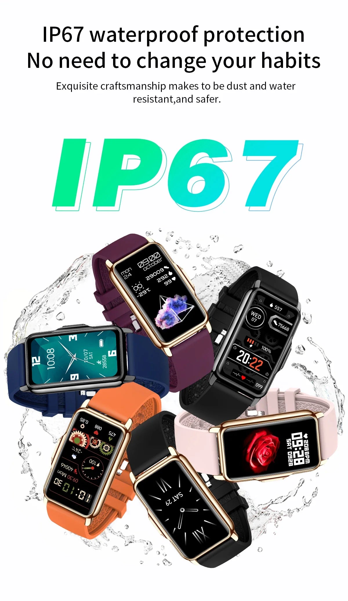 Smartwatch H80 para mulheres, frequência cardíaca, monitor de sono, smartwatch para IOS e Android, pedômetro esportivo, linda pulseira, fêmea, novo, 2024
