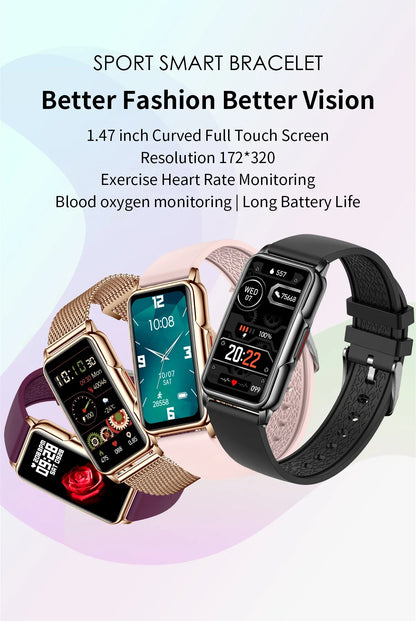 Smartwatch H80 para mulheres, frequência cardíaca, monitor de sono, smartwatch para IOS e Android, pedômetro esportivo, linda pulseira, fêmea, novo, 2024